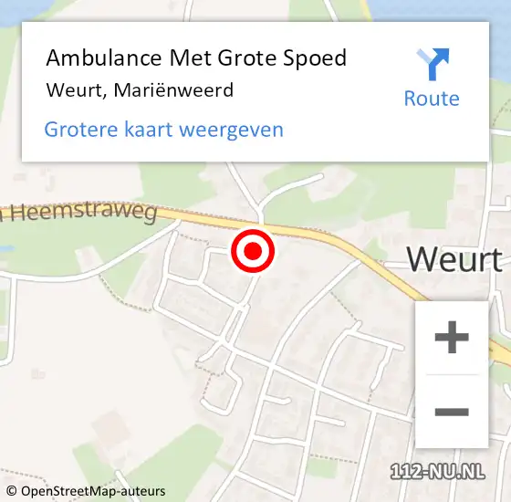 Locatie op kaart van de 112 melding: Ambulance Met Grote Spoed Naar Weurt, Mariënweerd op 26 oktober 2022 16:14