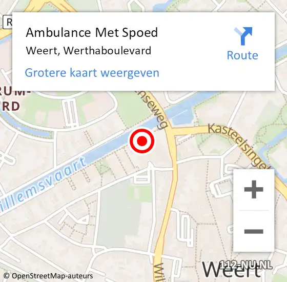 Locatie op kaart van de 112 melding: Ambulance Met Spoed Naar Weert, Werthaboulevard op 26 oktober 2022 16:23