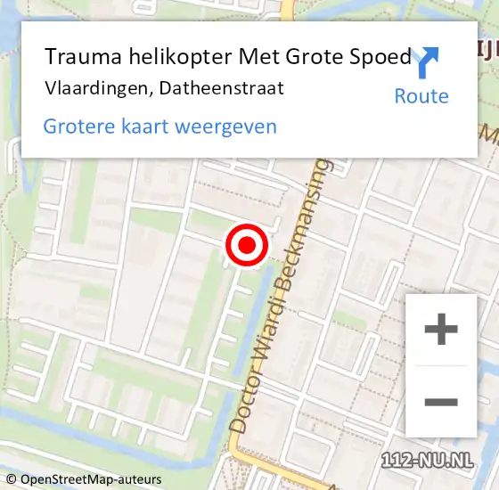 Locatie op kaart van de 112 melding: Trauma helikopter Met Grote Spoed Naar Vlaardingen, Datheenstraat op 26 oktober 2022 16:23