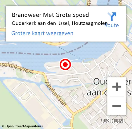 Locatie op kaart van de 112 melding: Brandweer Met Grote Spoed Naar Ouderkerk aan den IJssel, Houtzaagmolen op 26 oktober 2022 16:31