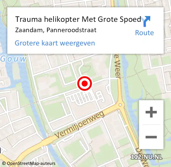 Locatie op kaart van de 112 melding: Trauma helikopter Met Grote Spoed Naar Zaandam, Panneroodstraat op 26 oktober 2022 16:34