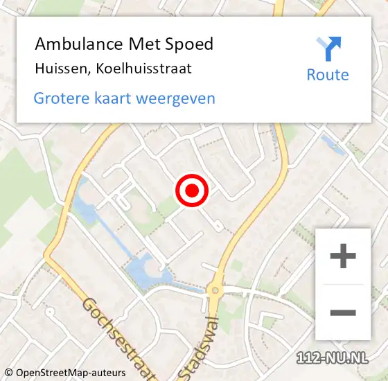 Locatie op kaart van de 112 melding: Ambulance Met Spoed Naar Huissen, Koelhuisstraat op 26 oktober 2022 16:50