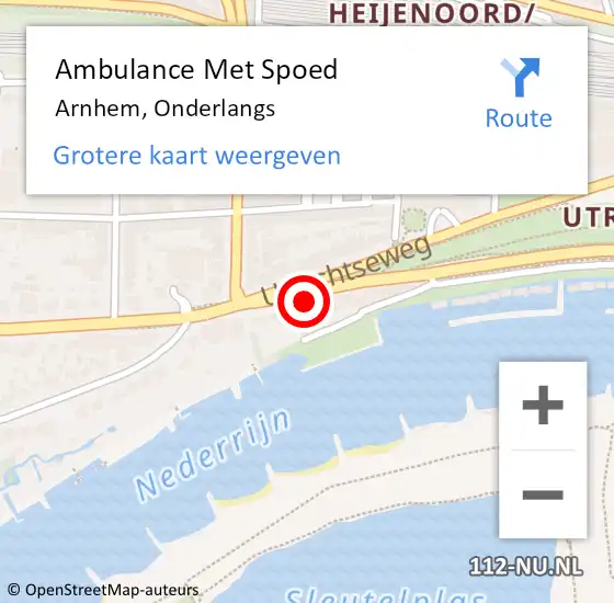 Locatie op kaart van de 112 melding: Ambulance Met Spoed Naar Arnhem, Onderlangs op 26 oktober 2022 16:51