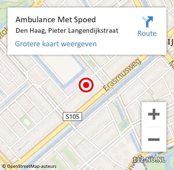 Locatie op kaart van de 112 melding: Ambulance Met Spoed Naar Den Haag, Pieter Langendijkstraat op 26 oktober 2022 16:52