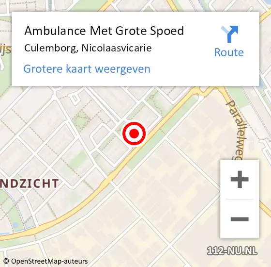 Locatie op kaart van de 112 melding: Ambulance Met Grote Spoed Naar Culemborg, Nicolaasvicarie op 26 oktober 2022 16:57