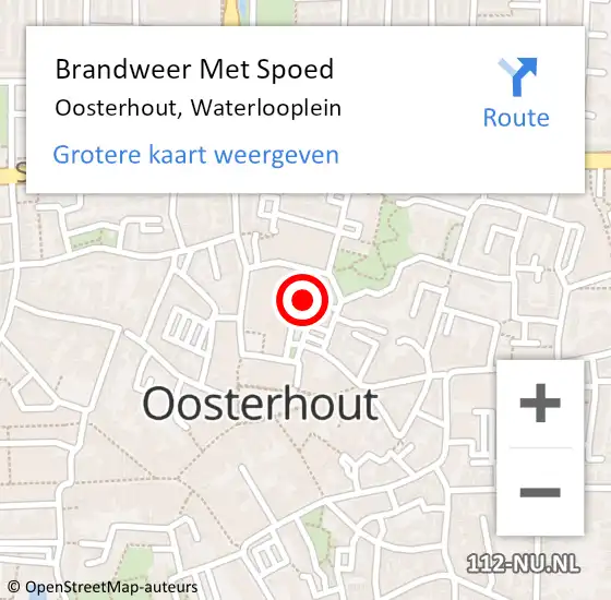 Locatie op kaart van de 112 melding: Brandweer Met Spoed Naar Oosterhout, Waterlooplein op 26 oktober 2022 17:04