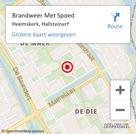 Locatie op kaart van de 112 melding: Brandweer Met Spoed Naar Heemskerk, Hallsteinerf op 26 oktober 2022 17:13