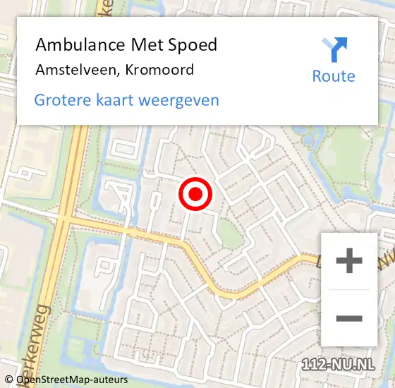 Locatie op kaart van de 112 melding: Ambulance Met Spoed Naar Amstelveen, Kromoord op 26 oktober 2022 17:21