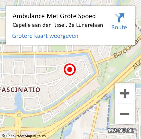 Locatie op kaart van de 112 melding: Ambulance Met Grote Spoed Naar Capelle aan den IJssel, 2e Lunarelaan op 26 oktober 2022 18:05