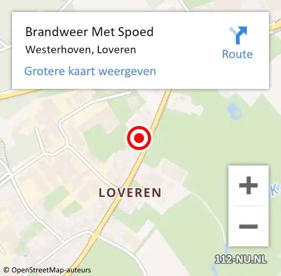 Locatie op kaart van de 112 melding: Brandweer Met Spoed Naar Westerhoven, Loveren op 26 oktober 2022 18:17