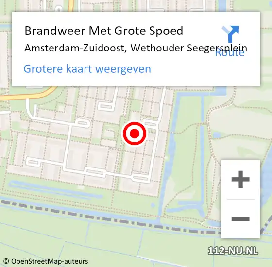 Locatie op kaart van de 112 melding: Brandweer Met Grote Spoed Naar Amsterdam-Zuidoost, Wethouder Seegersplein op 26 oktober 2022 18:31