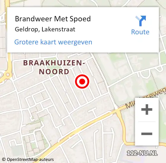 Locatie op kaart van de 112 melding: Brandweer Met Spoed Naar Geldrop, Lakenstraat op 26 oktober 2022 18:33