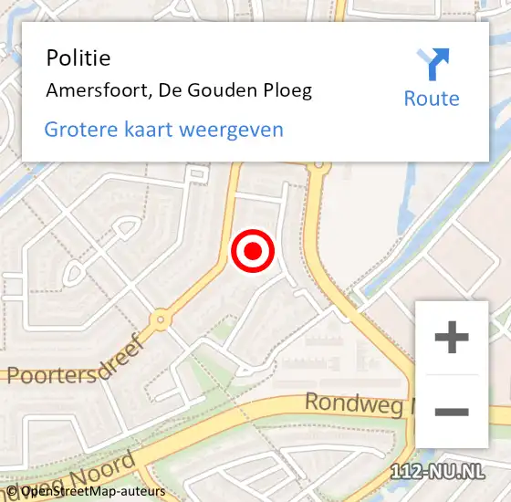 Locatie op kaart van de 112 melding: Politie Amersfoort, De Gouden Ploeg op 26 oktober 2022 18:43