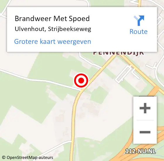 Locatie op kaart van de 112 melding: Brandweer Met Spoed Naar Ulvenhout, Strijbeekseweg op 26 oktober 2022 18:46