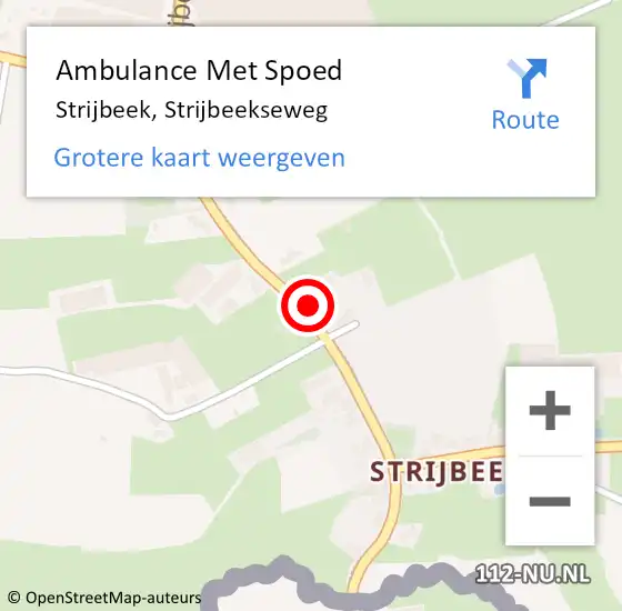 Locatie op kaart van de 112 melding: Ambulance Met Spoed Naar Strijbeek, Strijbeekseweg op 2 augustus 2014 21:34