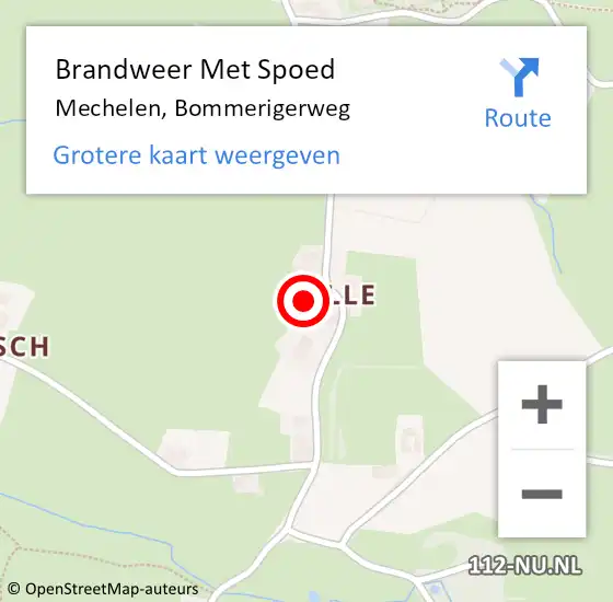 Locatie op kaart van de 112 melding: Brandweer Met Spoed Naar Mechelen, Bommerigerweg op 26 oktober 2022 18:51