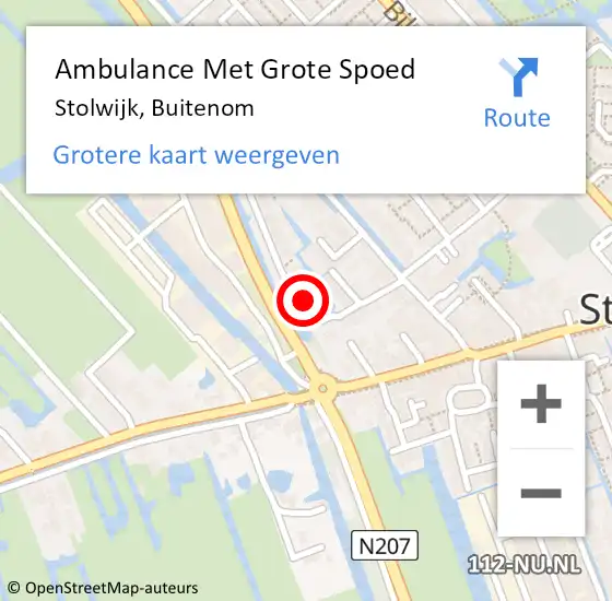 Locatie op kaart van de 112 melding: Ambulance Met Grote Spoed Naar Stolwijk, Buitenom op 26 oktober 2022 19:10