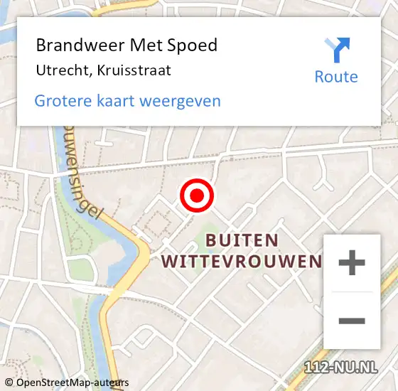 Locatie op kaart van de 112 melding: Brandweer Met Spoed Naar Utrecht, Kruisstraat op 26 oktober 2022 20:41