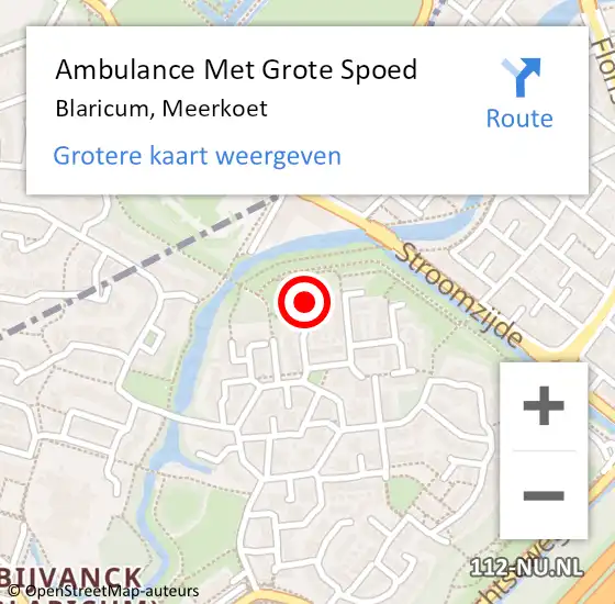 Locatie op kaart van de 112 melding: Ambulance Met Grote Spoed Naar Blaricum, Meerkoet op 2 augustus 2014 21:50