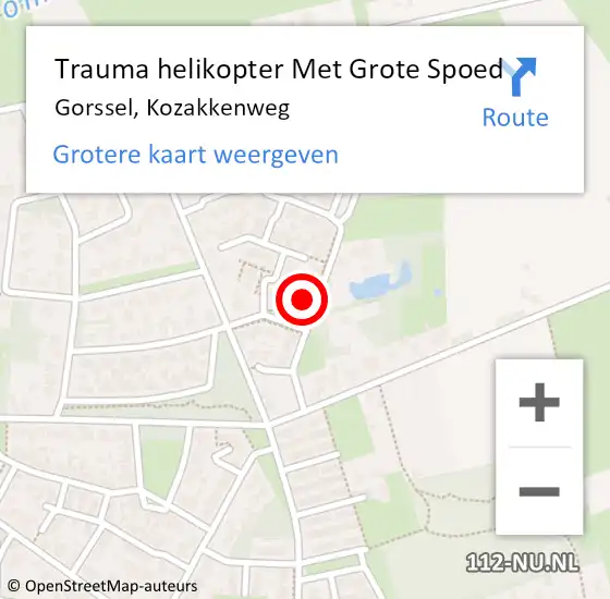 Locatie op kaart van de 112 melding: Trauma helikopter Met Grote Spoed Naar Gorssel, Kozakkenweg op 26 oktober 2022 22:07