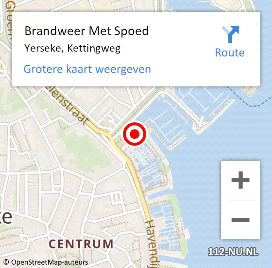 Locatie op kaart van de 112 melding: Brandweer Met Spoed Naar Yerseke, Kettingweg op 2 augustus 2014 21:53