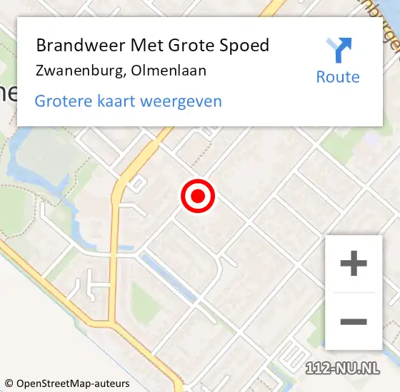 Locatie op kaart van de 112 melding: Brandweer Met Grote Spoed Naar Zwanenburg, Olmenlaan op 26 oktober 2022 22:27