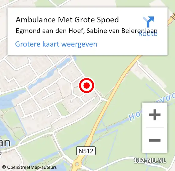 Locatie op kaart van de 112 melding: Ambulance Met Grote Spoed Naar Egmond aan den Hoef, Sabine van Beierenlaan op 26 oktober 2022 22:31