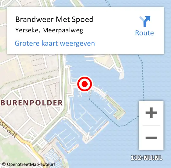 Locatie op kaart van de 112 melding: Brandweer Met Spoed Naar Yerseke, Meerpaalweg op 2 augustus 2014 21:54