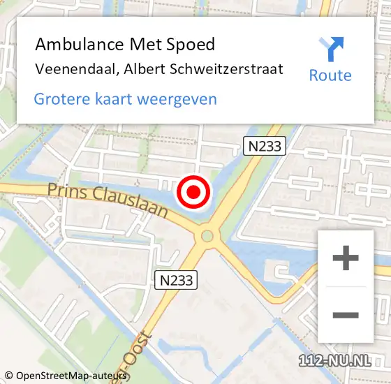 Locatie op kaart van de 112 melding: Ambulance Met Spoed Naar Veenendaal, Albert Schweitzerstraat op 2 augustus 2014 21:56