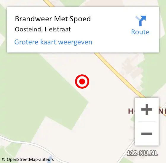 Locatie op kaart van de 112 melding: Brandweer Met Spoed Naar Oosteind, Heistraat op 26 oktober 2022 23:28