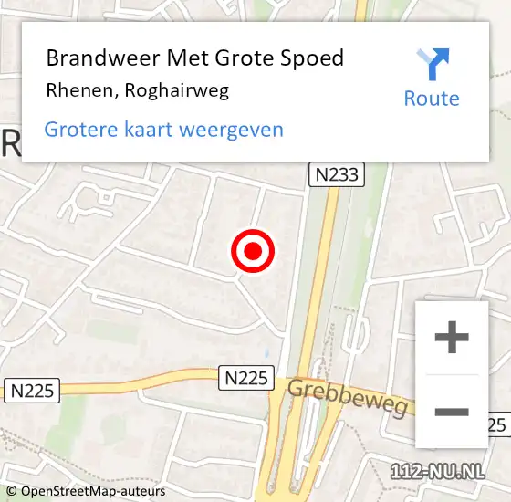 Locatie op kaart van de 112 melding: Brandweer Met Grote Spoed Naar Rhenen, Roghairweg op 26 oktober 2022 23:44