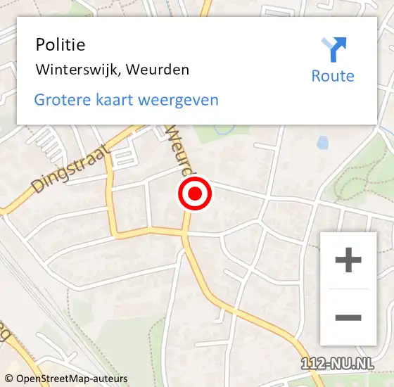 Locatie op kaart van de 112 melding: Politie Winterswijk, Weurden op 27 oktober 2022 00:04