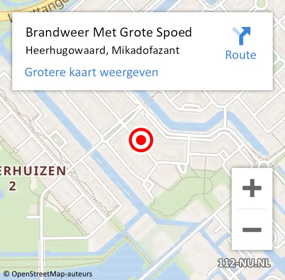 Locatie op kaart van de 112 melding: Brandweer Met Grote Spoed Naar Heerhugowaard, Mikadofazant op 27 oktober 2022 00:17