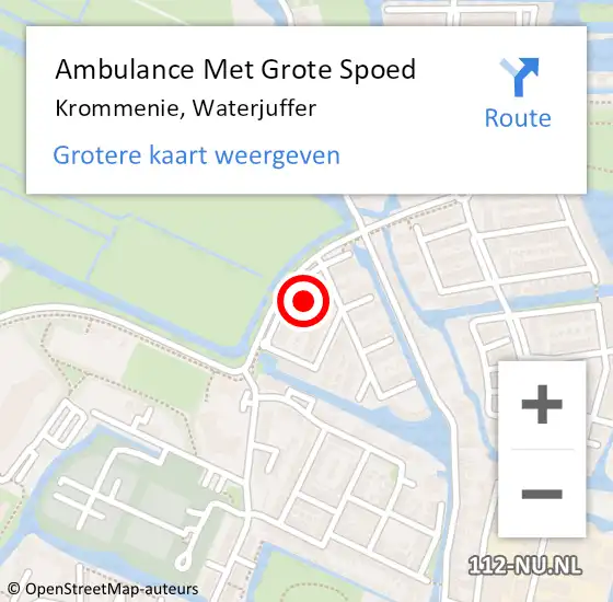 Locatie op kaart van de 112 melding: Ambulance Met Grote Spoed Naar Krommenie, Waterjuffer op 27 oktober 2022 00:27