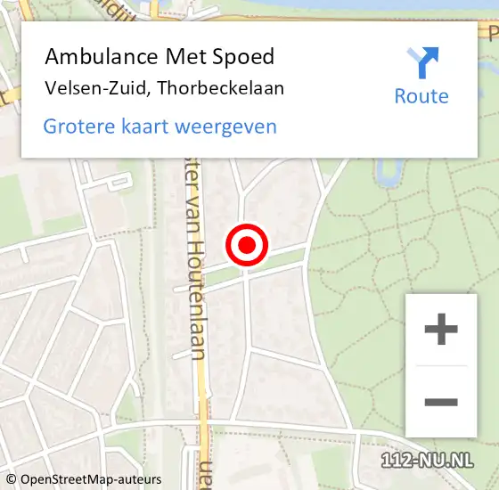 Locatie op kaart van de 112 melding: Ambulance Met Spoed Naar Velsen-Zuid, Thorbeckelaan op 27 oktober 2022 00:34