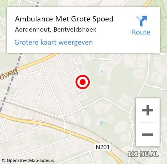 Locatie op kaart van de 112 melding: Ambulance Met Grote Spoed Naar Aerdenhout, Bentveldshoek op 27 oktober 2022 00:59