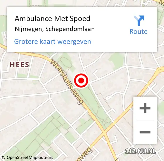 Locatie op kaart van de 112 melding: Ambulance Met Spoed Naar Nijmegen, Schependomlaan op 27 oktober 2022 01:47