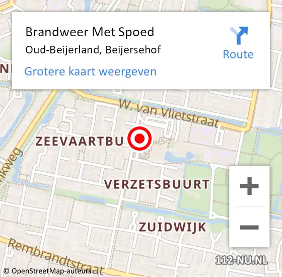 Locatie op kaart van de 112 melding: Brandweer Met Spoed Naar Oud-Beijerland, Beijersehof op 27 oktober 2022 03:08