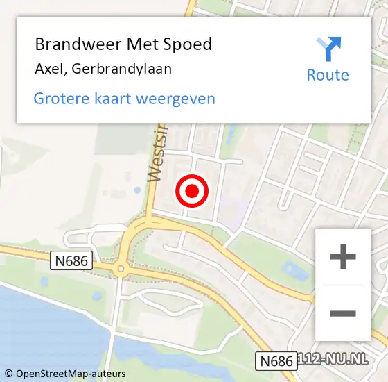 Locatie op kaart van de 112 melding: Brandweer Met Spoed Naar Axel, Gerbrandylaan op 27 oktober 2022 03:12