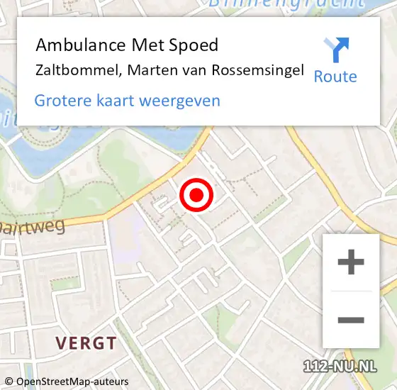 Locatie op kaart van de 112 melding: Ambulance Met Spoed Naar Zaltbommel, Marten van Rossemsingel op 27 oktober 2022 03:57