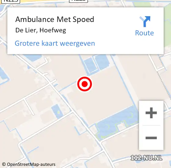 Locatie op kaart van de 112 melding: Ambulance Met Spoed Naar De Lier, Hoefweg op 27 oktober 2022 04:08