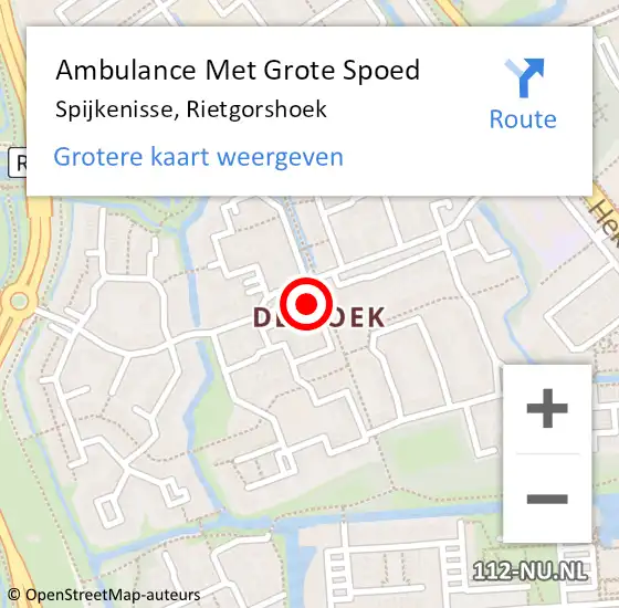 Locatie op kaart van de 112 melding: Ambulance Met Grote Spoed Naar Spijkenisse, Rietgorshoek op 27 oktober 2022 04:39