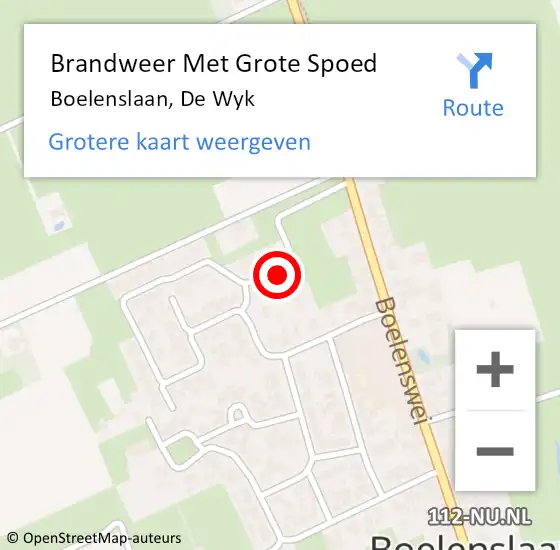 Locatie op kaart van de 112 melding: Brandweer Met Grote Spoed Naar Boelenslaan, De Wyk op 27 oktober 2022 05:47