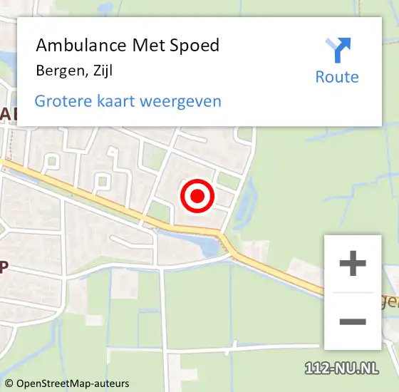 Locatie op kaart van de 112 melding: Ambulance Met Spoed Naar Bergen, Zijl op 27 oktober 2022 06:17