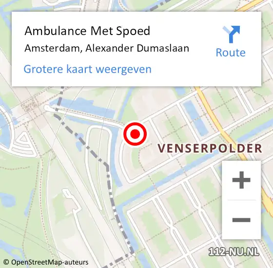 Locatie op kaart van de 112 melding: Ambulance Met Spoed Naar Amsterdam-Zuidoost, Alexander Dumaslaan op 27 oktober 2022 06:36