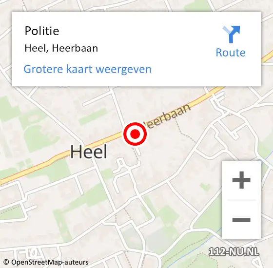 Locatie op kaart van de 112 melding: Politie Heel, Heerbaan op 27 oktober 2022 07:25