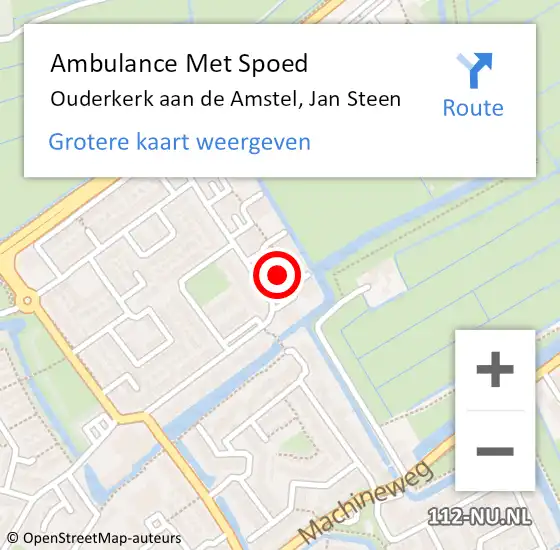 Locatie op kaart van de 112 melding: Ambulance Met Spoed Naar Ouderkerk aan de Amstel, Jan Steen op 27 oktober 2022 07:30