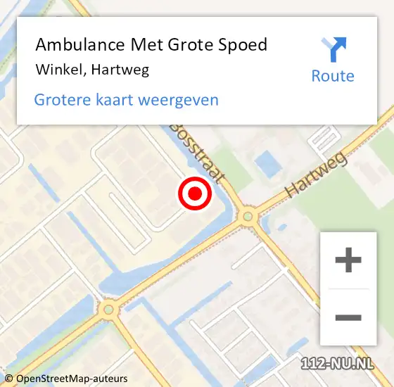 Locatie op kaart van de 112 melding: Ambulance Met Grote Spoed Naar Winkel, Hartweg op 27 oktober 2022 07:35