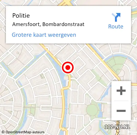 Locatie op kaart van de 112 melding: Politie Amersfoort, Bombardonstraat op 27 oktober 2022 07:41