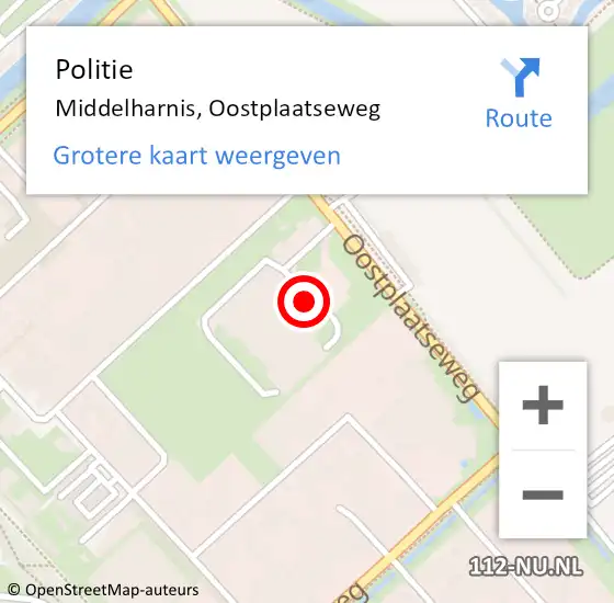 Locatie op kaart van de 112 melding: Politie Middelharnis, Oostplaatseweg op 27 oktober 2022 07:48